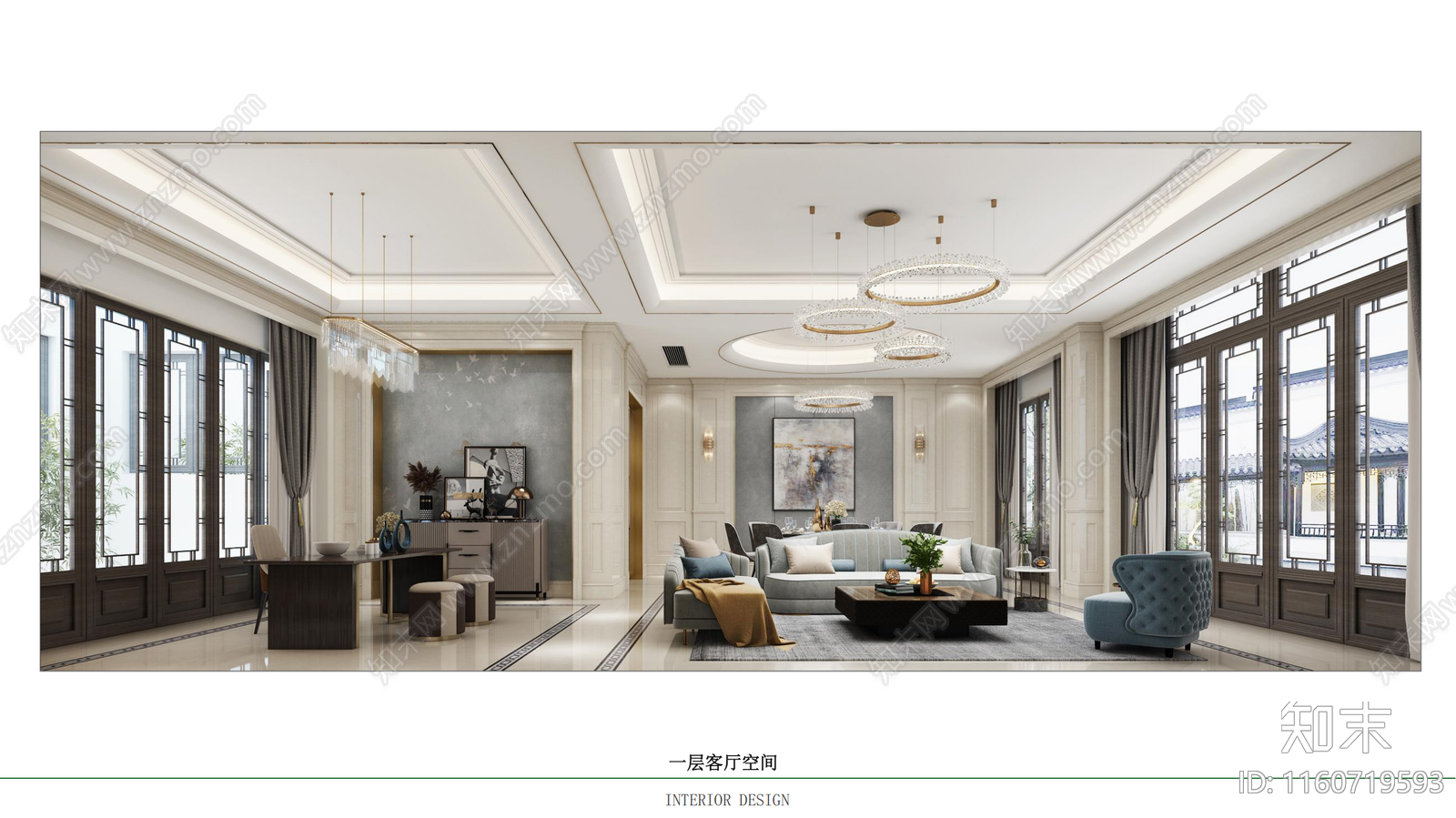 法式轻奢别墅桃花源室内装饰施工图下载【ID:1160719593】