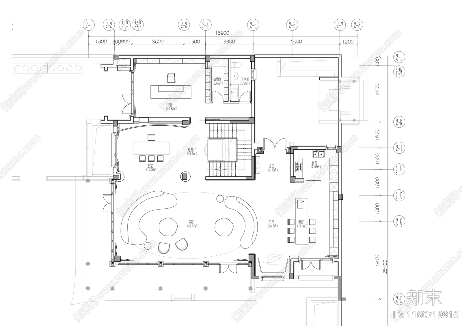 现代极简别墅徐州紫薇公馆室内装饰cad施工图下载【ID:1160719916】