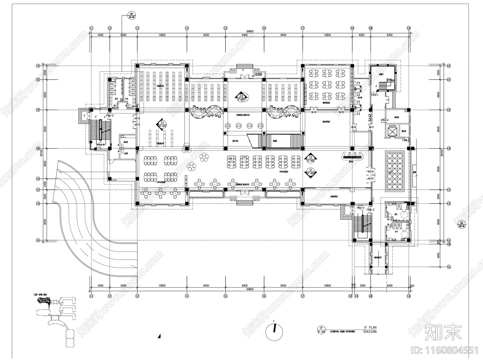 职业高中图书馆行政楼装cad施工图下载【ID:1160804551】