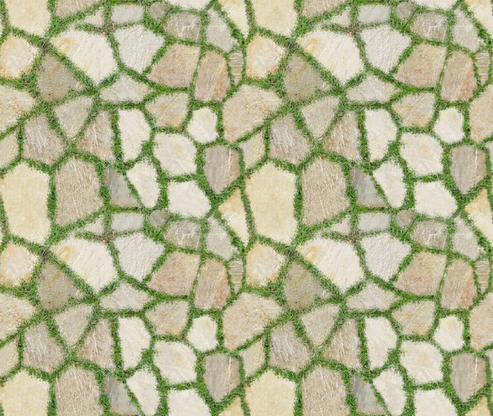 无缝嵌草碎拼乡村田园风铺装贴图下载【ID:1160721904】