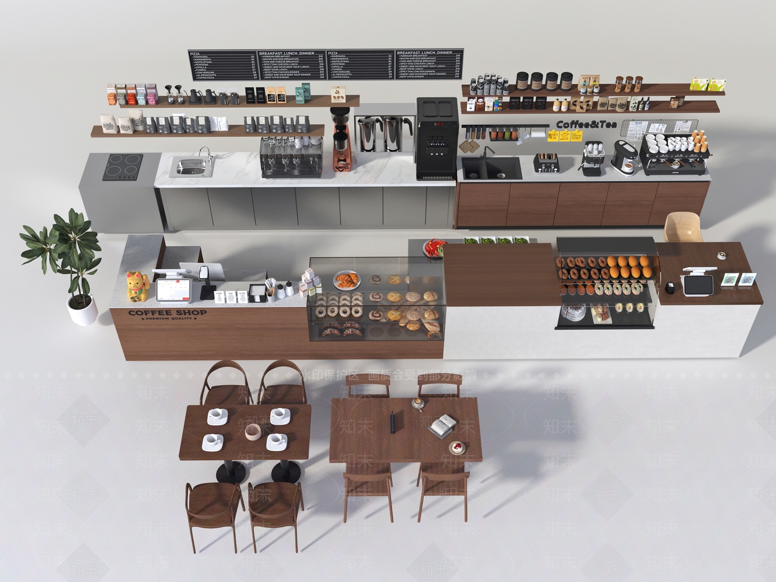 现代咖啡吧台3D模型下载【ID:1160722286】