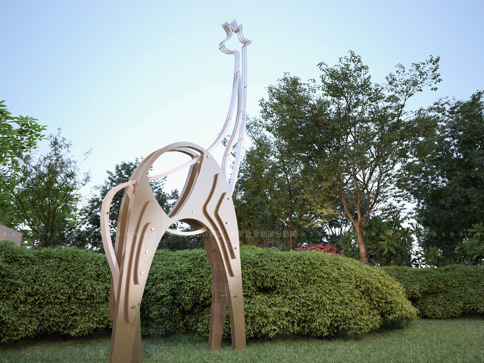 现代抽象鹿雕塑SU模型下载【ID:1160728179】