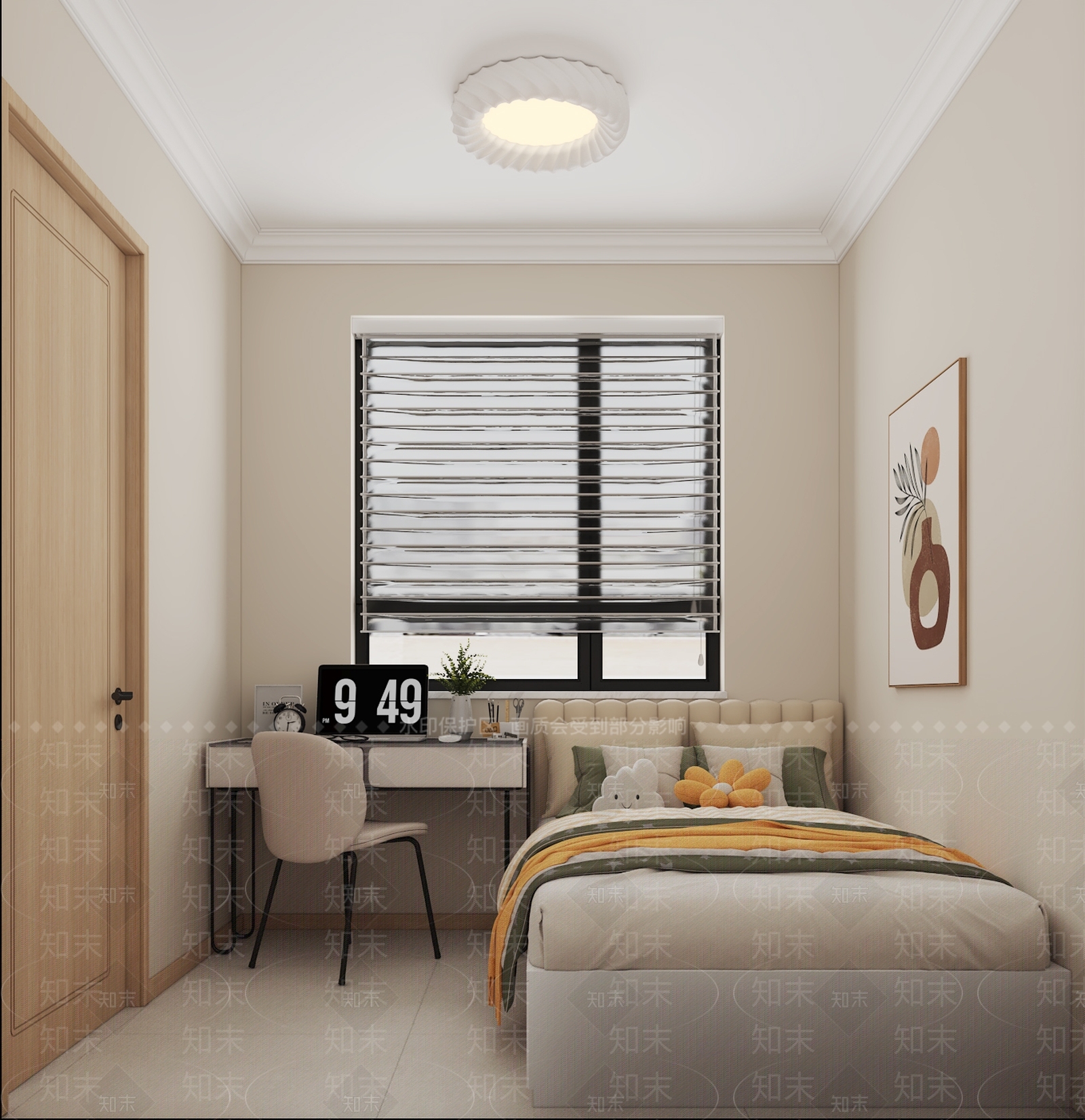 现代奶油风榻榻米卧室3D模型下载【ID:1160734850】