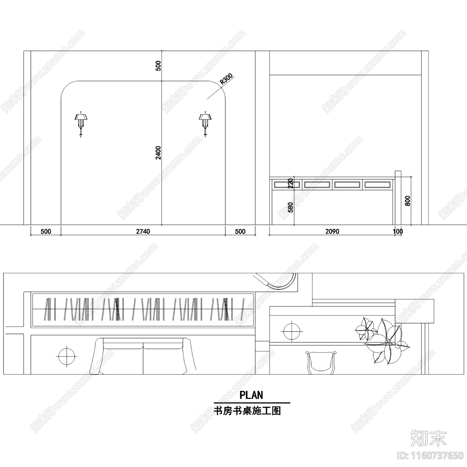 美式三室两厅两卫平层室内家装cad施工图下载【ID:1160737650】