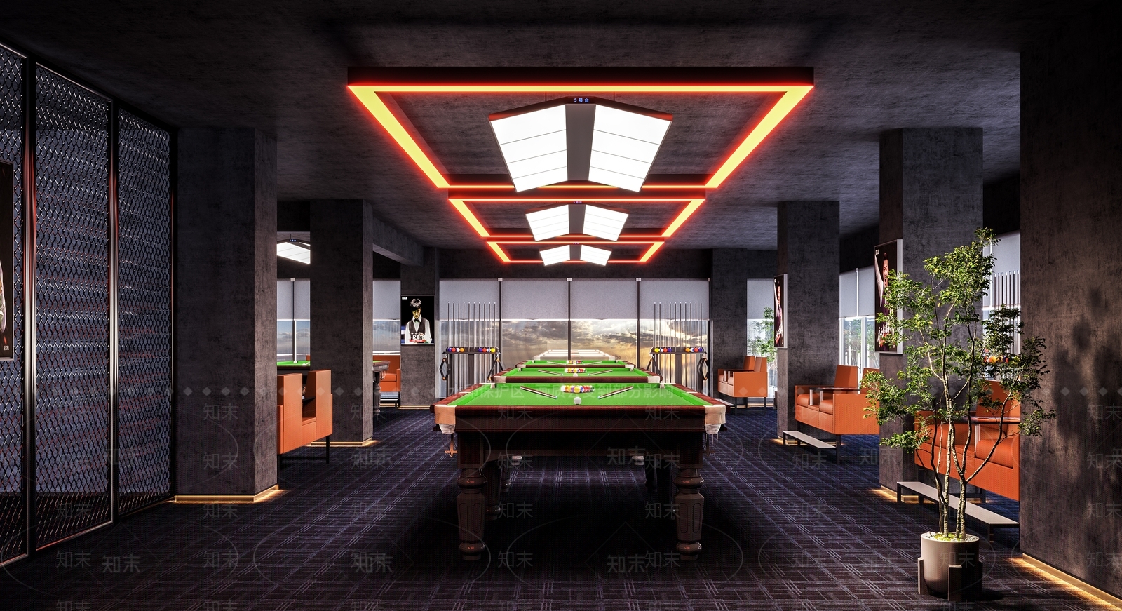 现代台球厅3D模型下载【ID:1160741358】