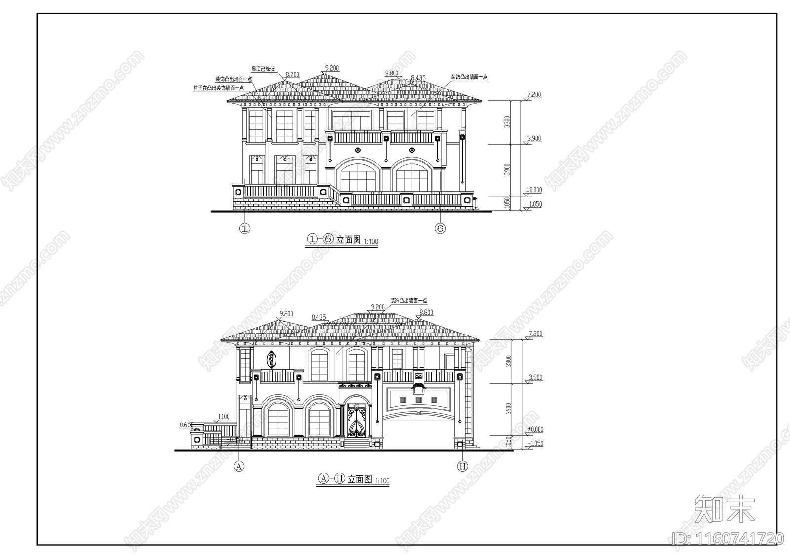 豪华别墅设计cad施工图下载【ID:1160741720】