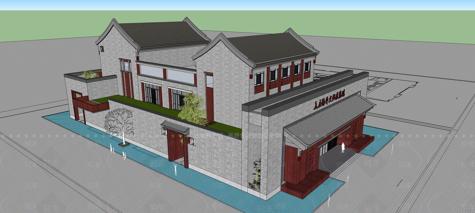 新中式文化展览馆SU模型下载【ID:1160742357】