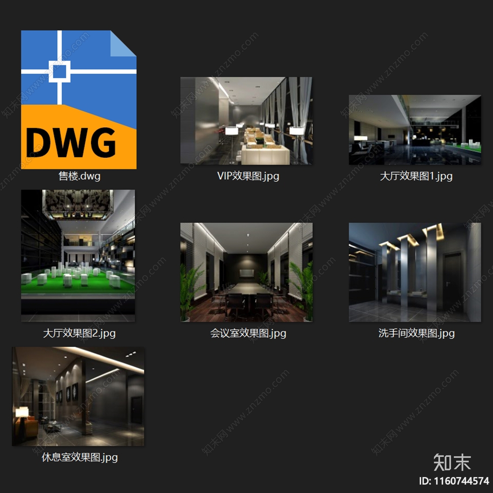 现代简约阮士金山越府售楼处室内工装cad施工图下载【ID:1160744574】