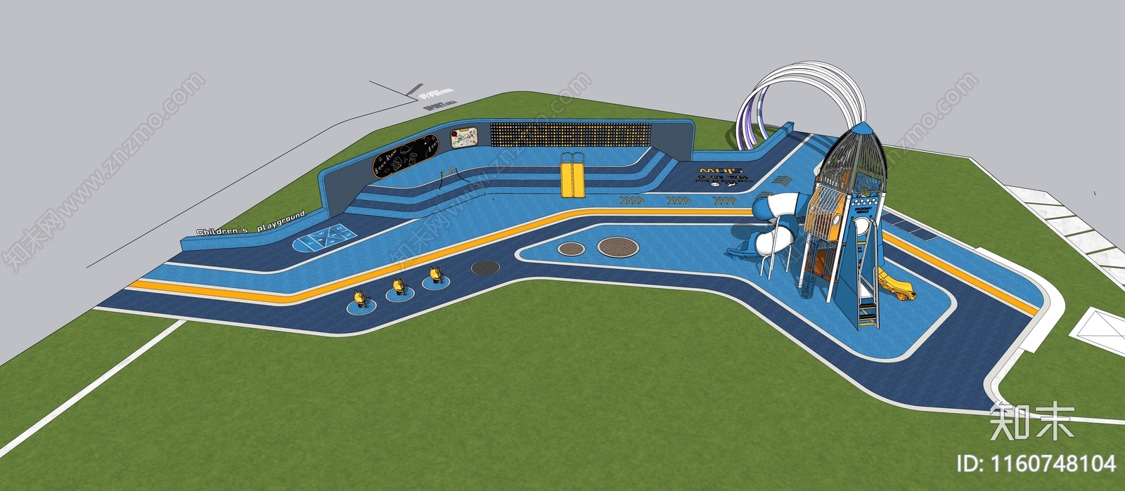 现代航天主题儿童活动场地SU模型下载【ID:1160748104】