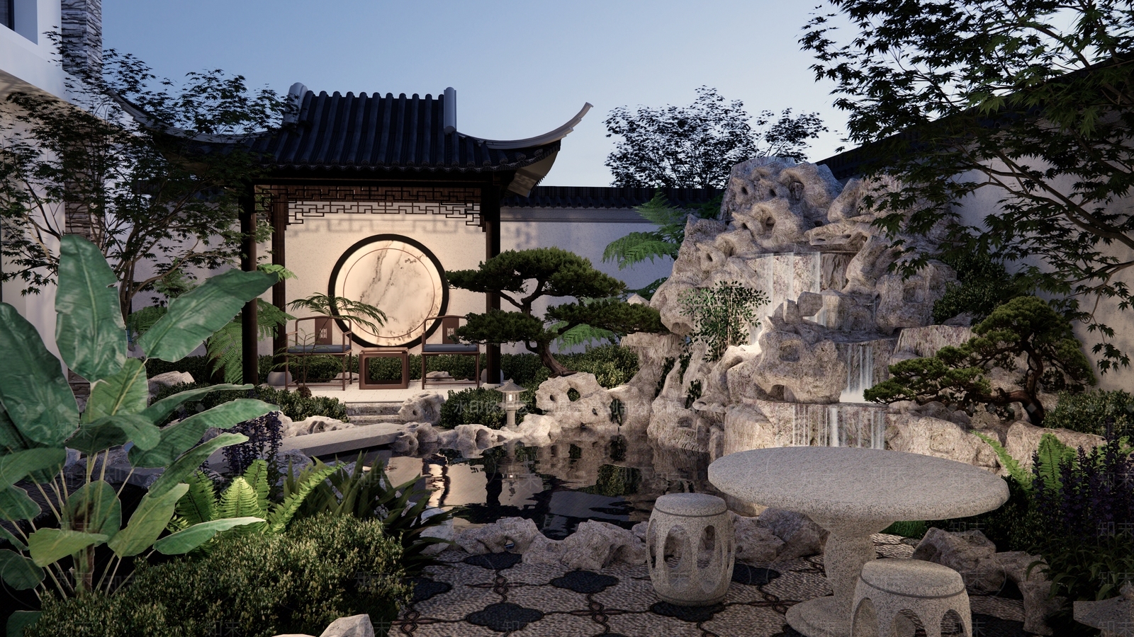 中式别墅庭院SU模型下载【ID:1160750897】