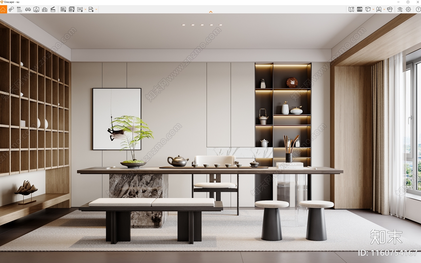 现代茶室SU模型下载【ID:1160754167】