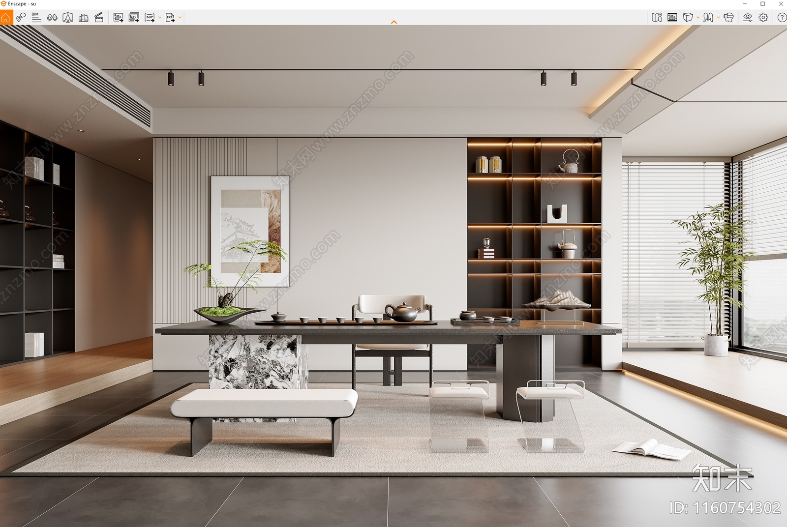 现代茶室SU模型下载【ID:1160754302】