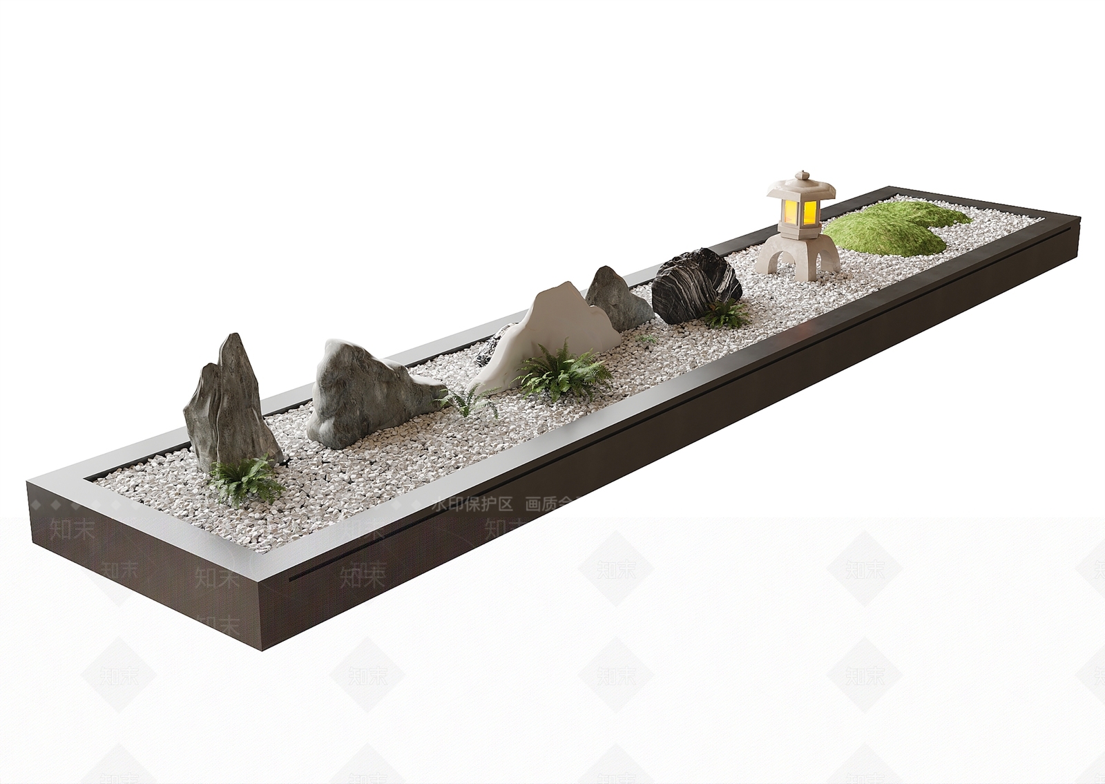 现代石头青苔摆件3D模型下载【ID:1160756403】