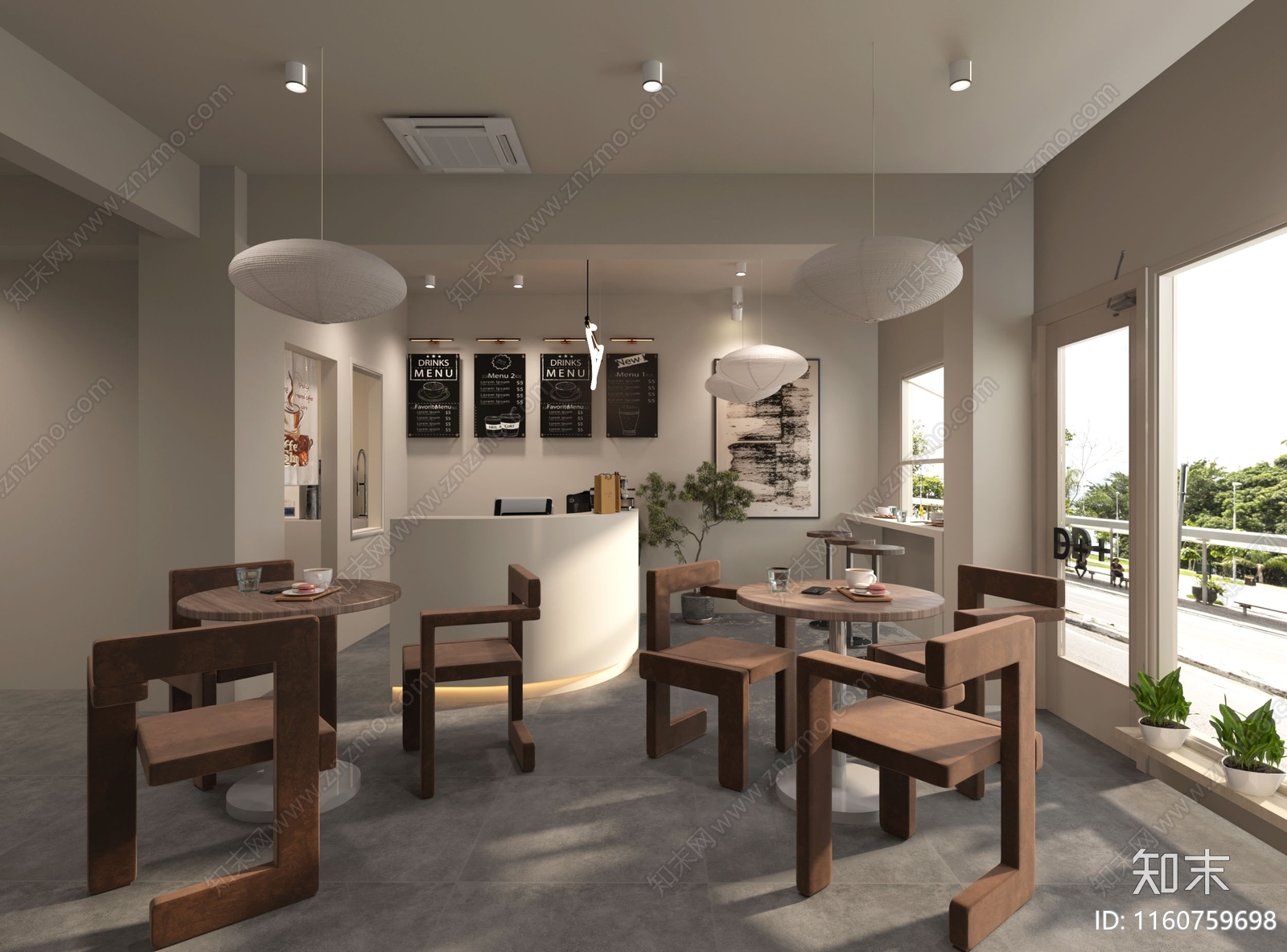 现代奶茶店3D模型下载【ID:1160759698】