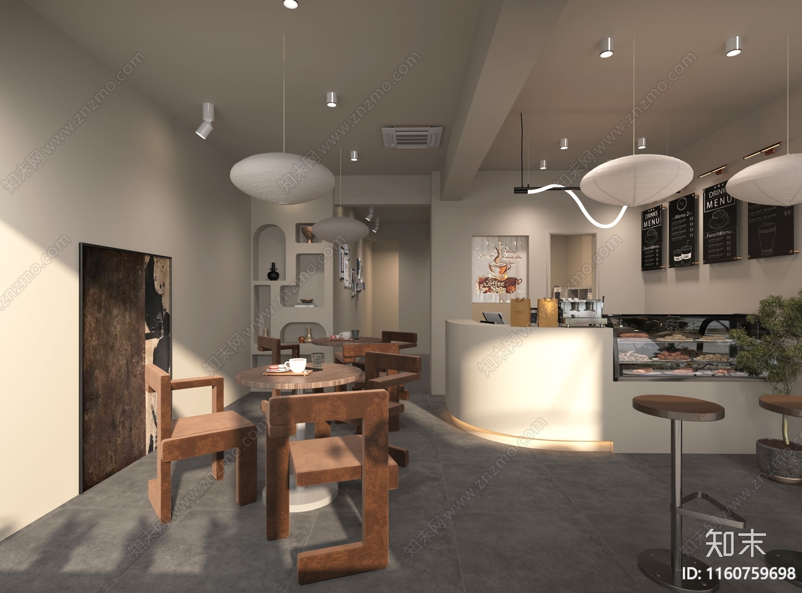 现代奶茶店3D模型下载【ID:1160759698】