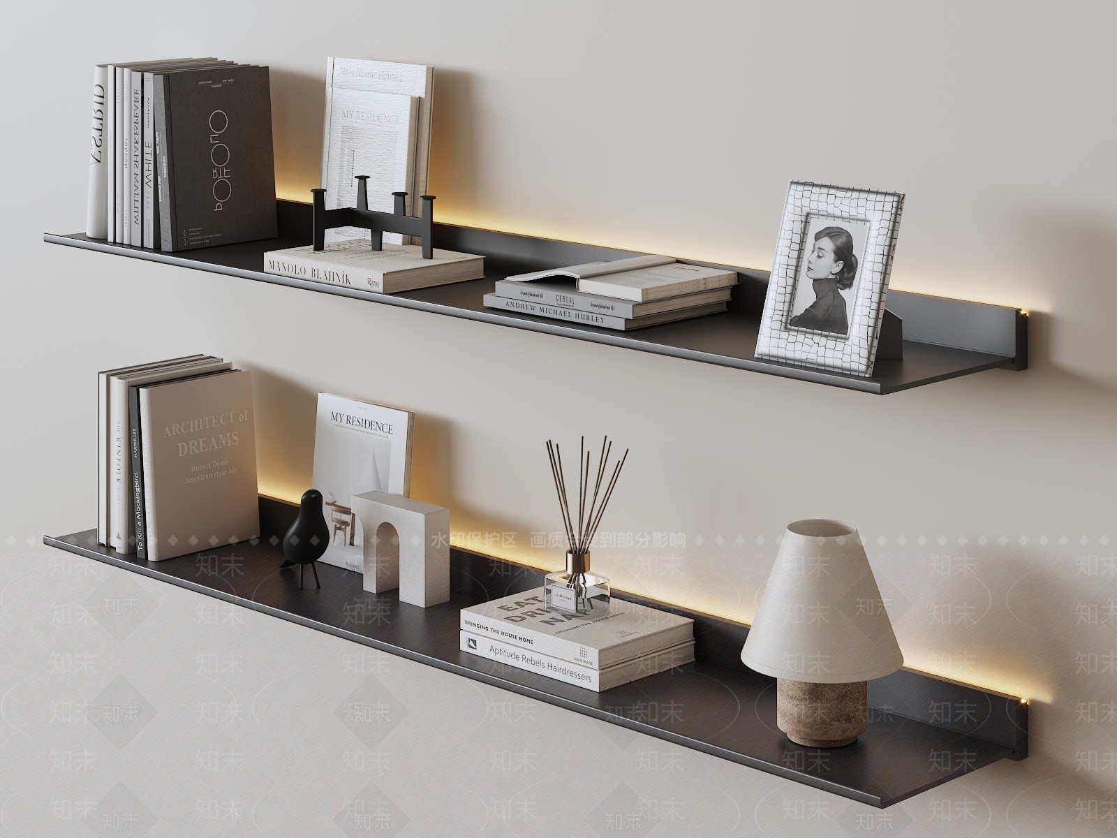 现代铝合金创意简约书架3D模型下载【ID:1160760411】