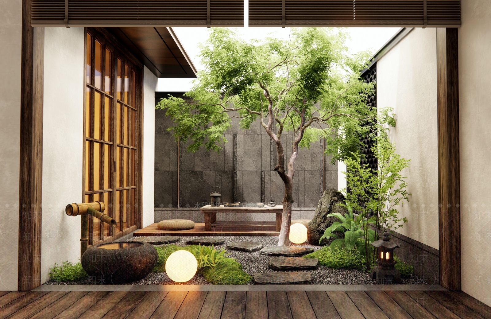 日式庭院花园3D模型下载【ID:1160760402】