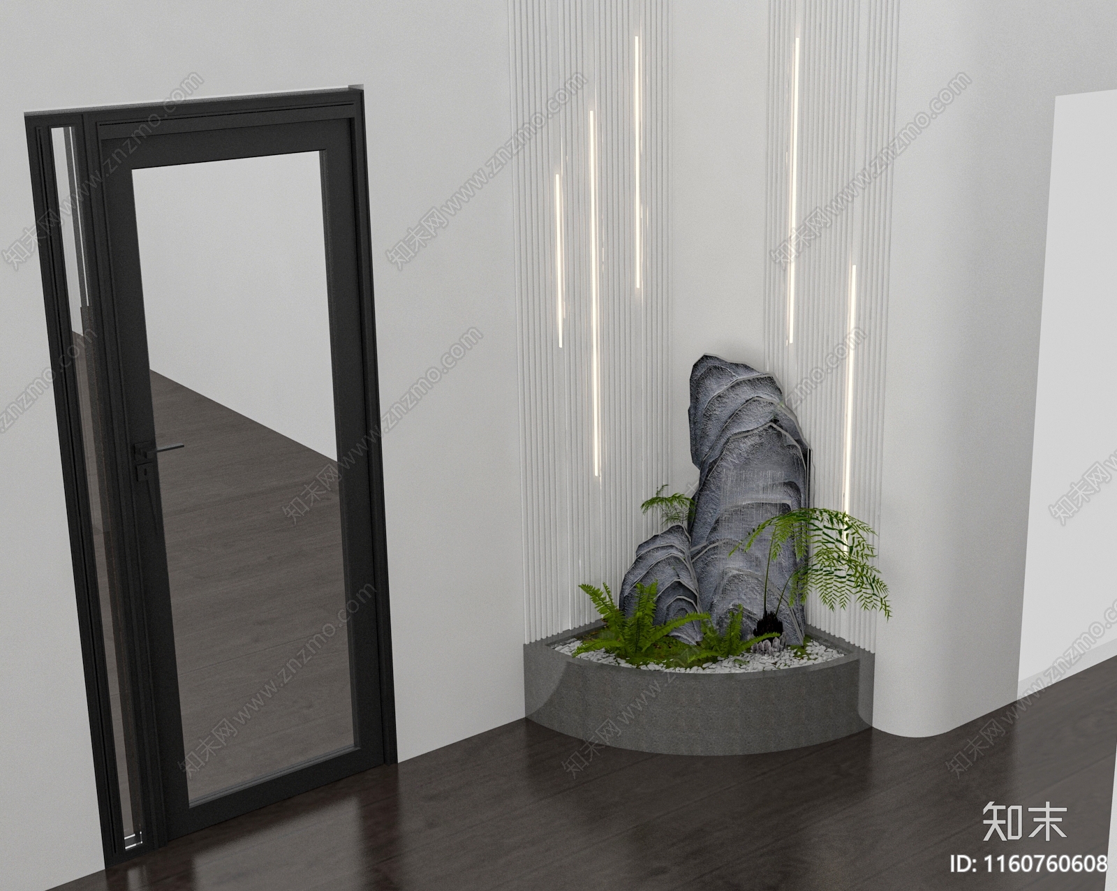 现代假山石头绿植水景3D模型下载【ID:1160760608】