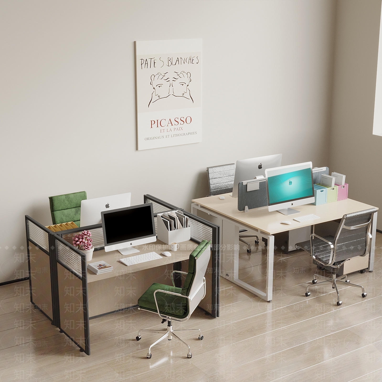 现代办公桌椅3D模型下载【ID:1160761106】