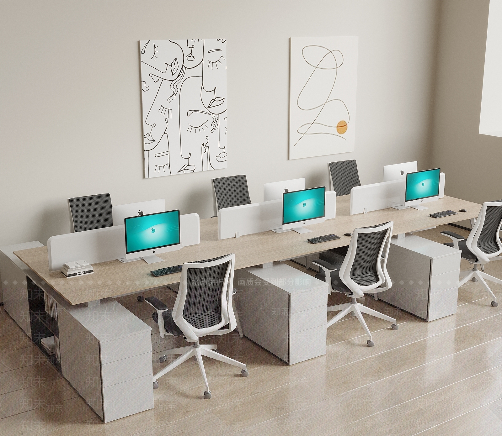 现代办公桌椅3D模型下载【ID:1160761987】
