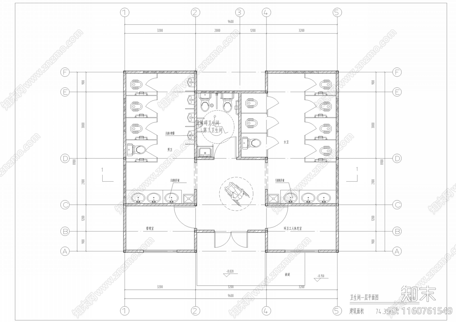 公共卫生间cad施工图下载【ID:1160761549】