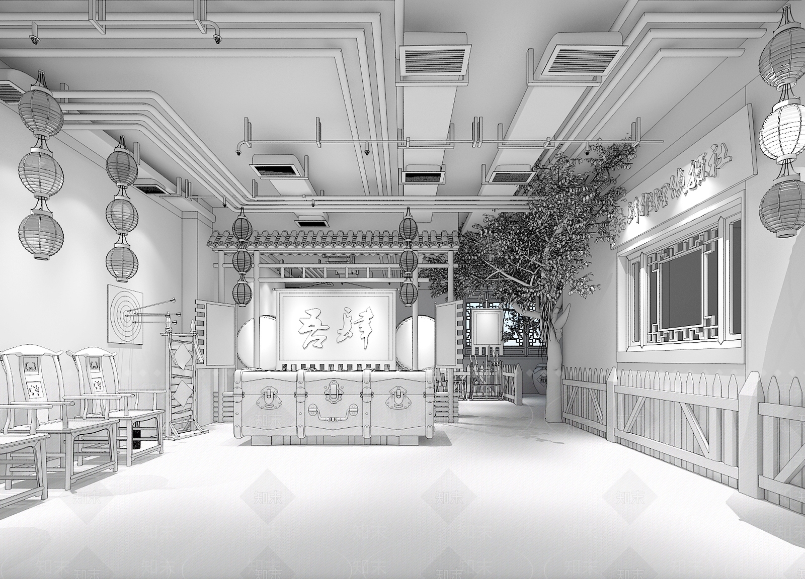 中式擂台主题3D模型下载【ID:1160763922】