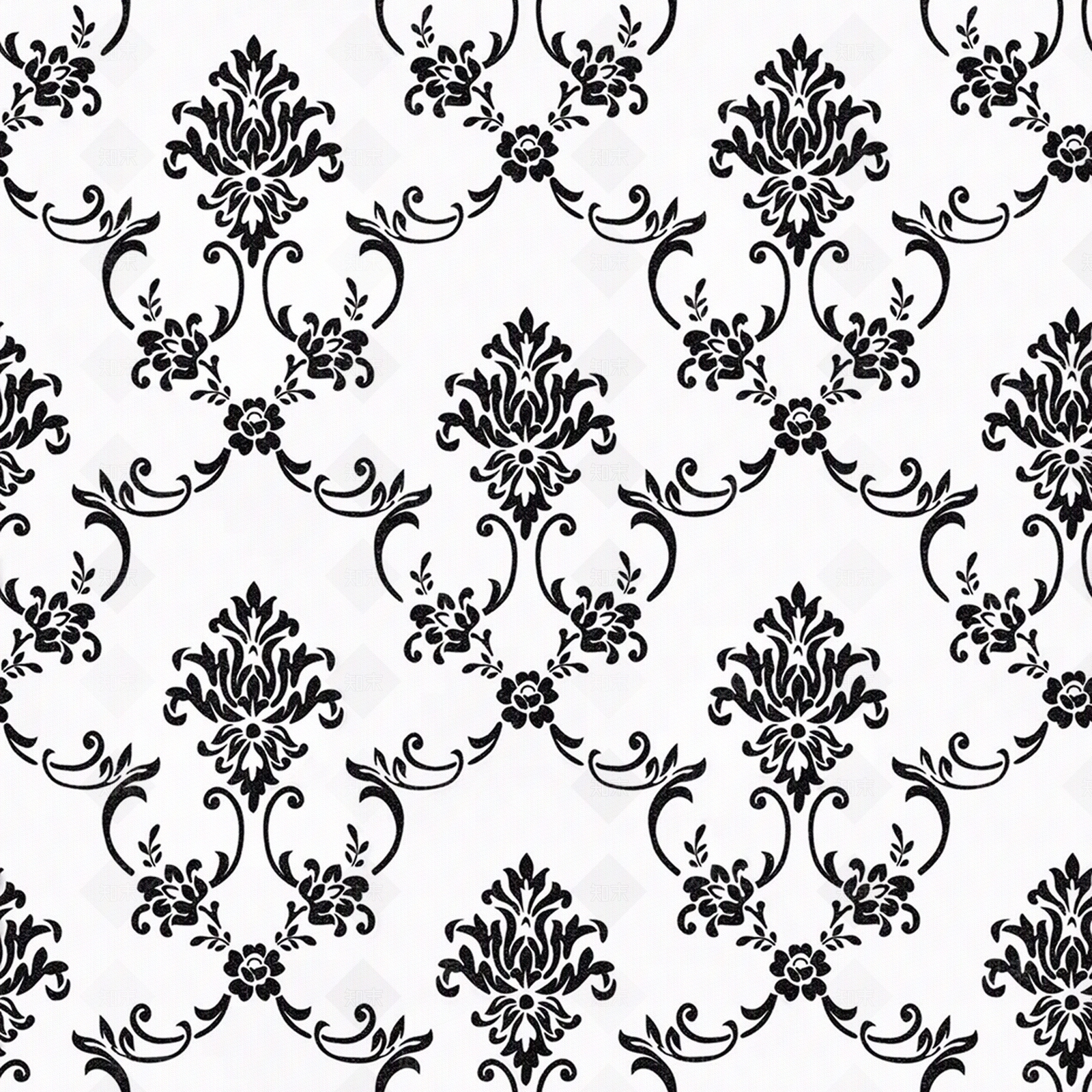 无缝黑白色欧式法式古典花纹壁纸壁布墙布贴图下载【ID:1160767979】