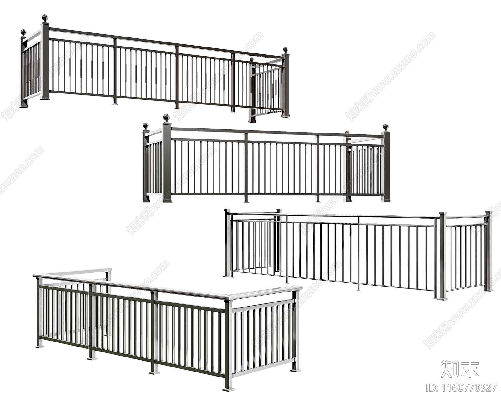 现代铁艺栏杆SU模型下载【ID:1160770327】