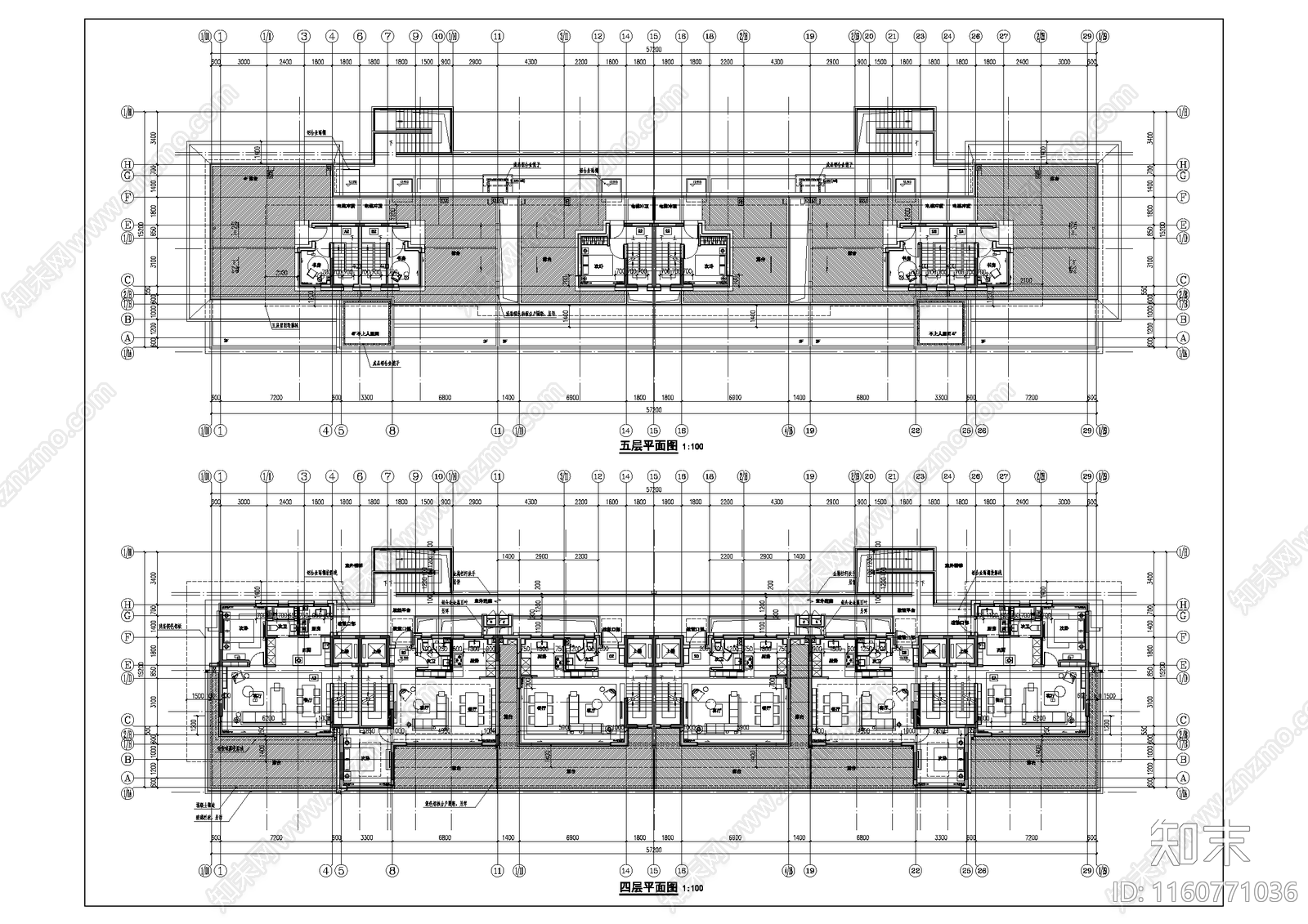 绿城风格5层叠拼别墅建筑全套图纸施工图下载【ID:1160771036】