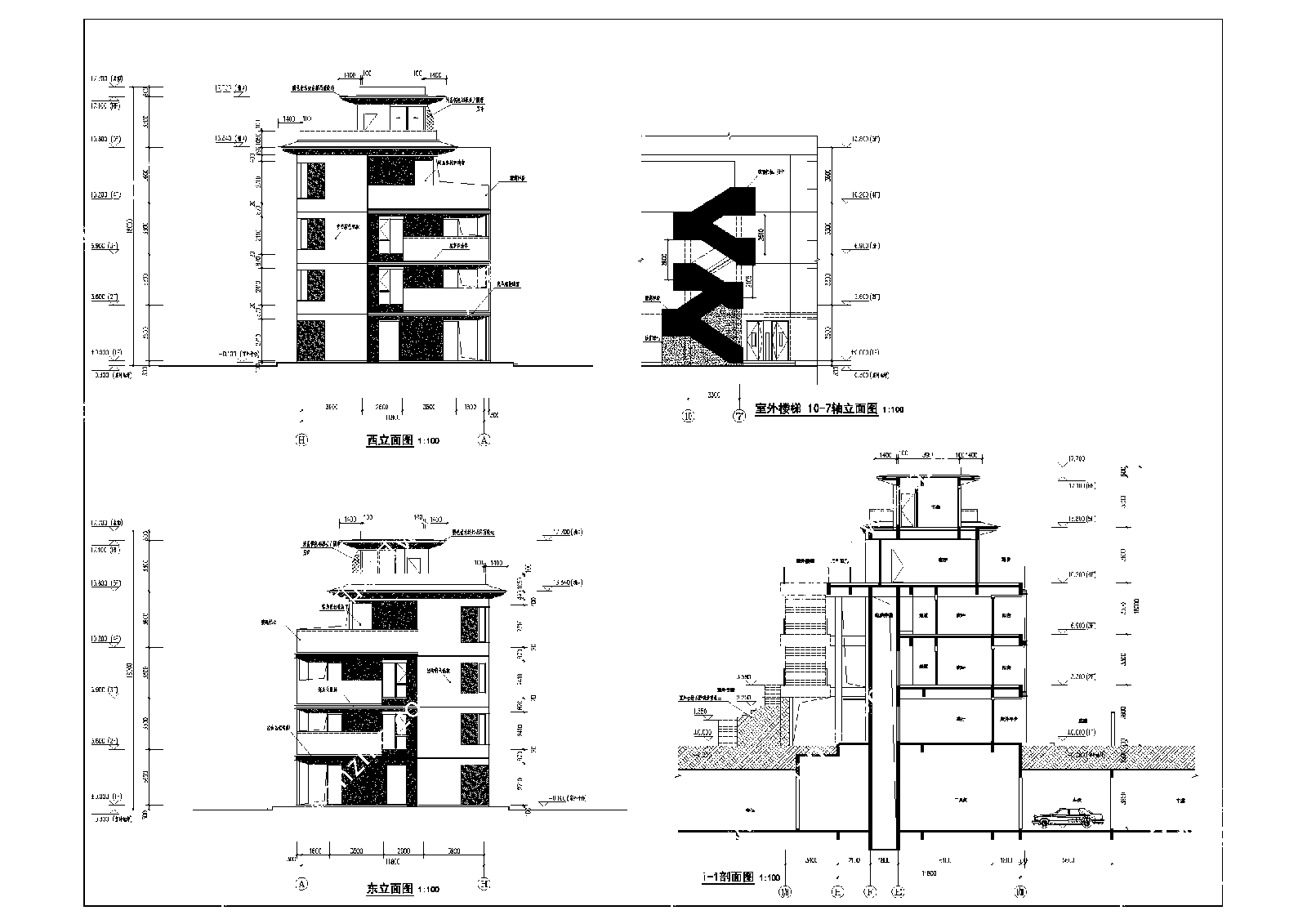 绿城风格5层叠拼别墅建筑全套图纸施工图下载【ID:1160771036】