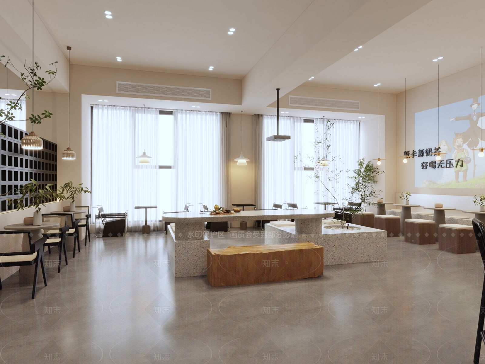 现代奶茶店3D模型下载【ID:1160773159】