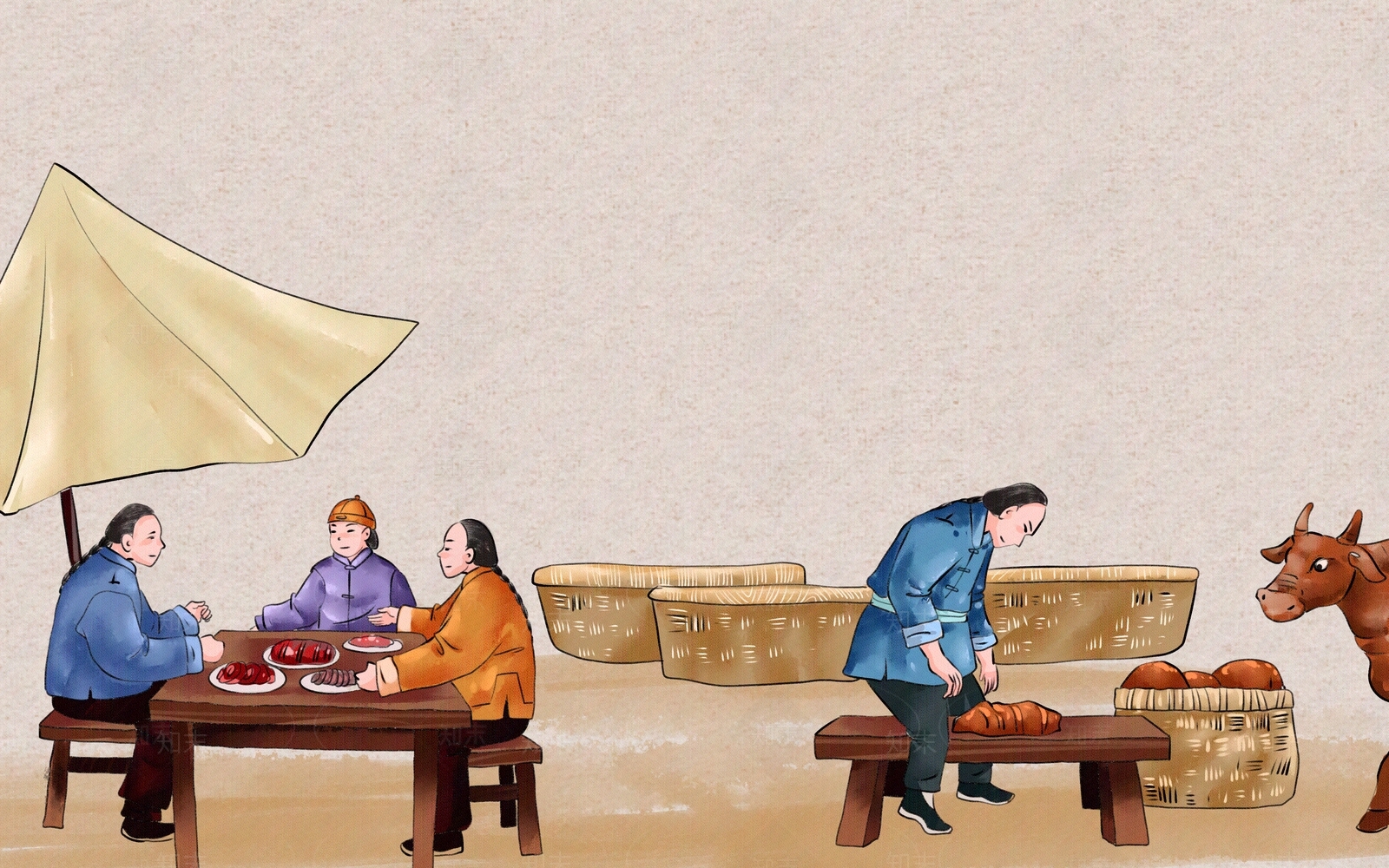 饮食店铺牛肉馆墙面宣传画贴图下载【ID:1160774243】