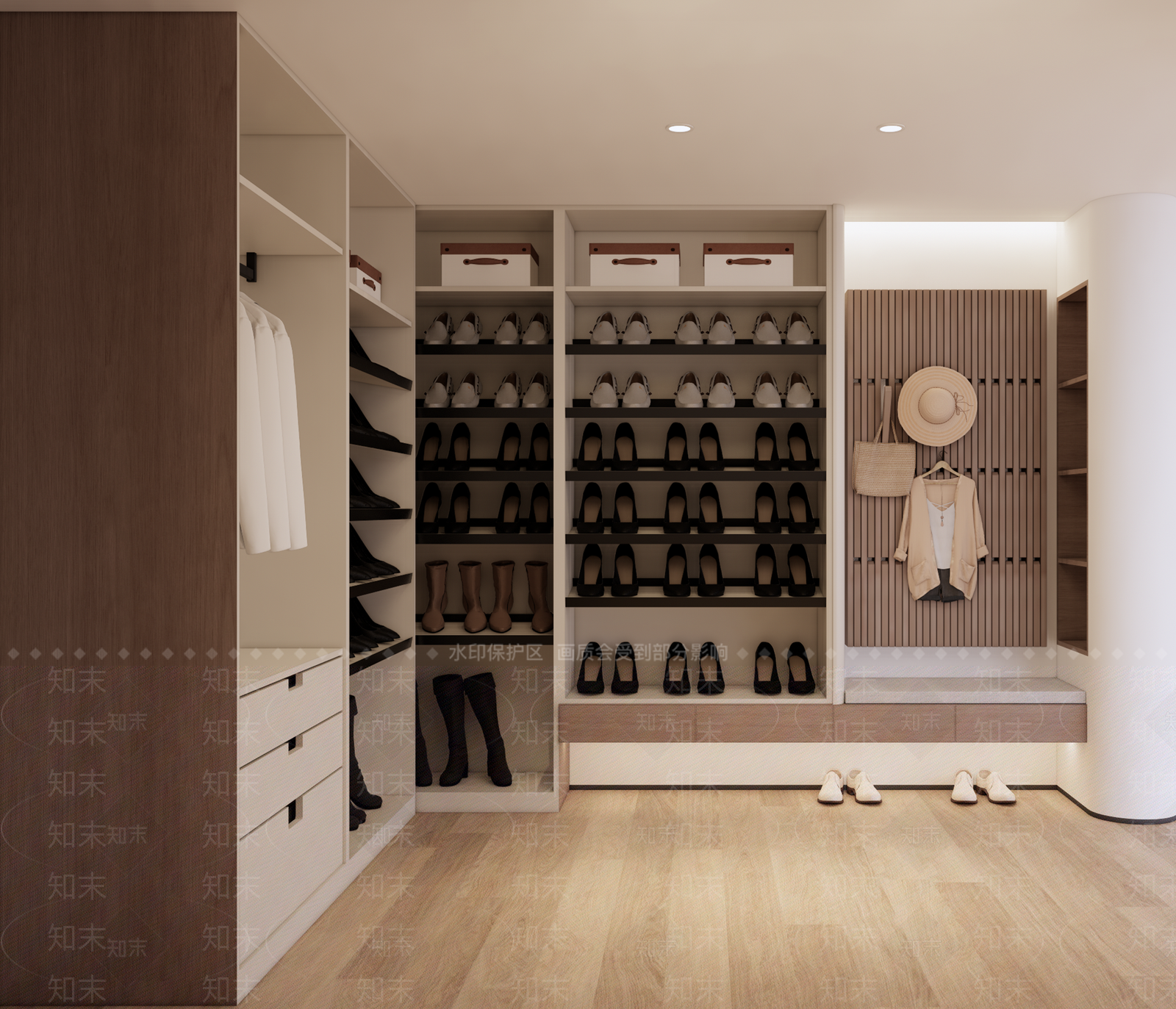 现代中古风玄关鞋柜SU模型下载【ID:1160774274】