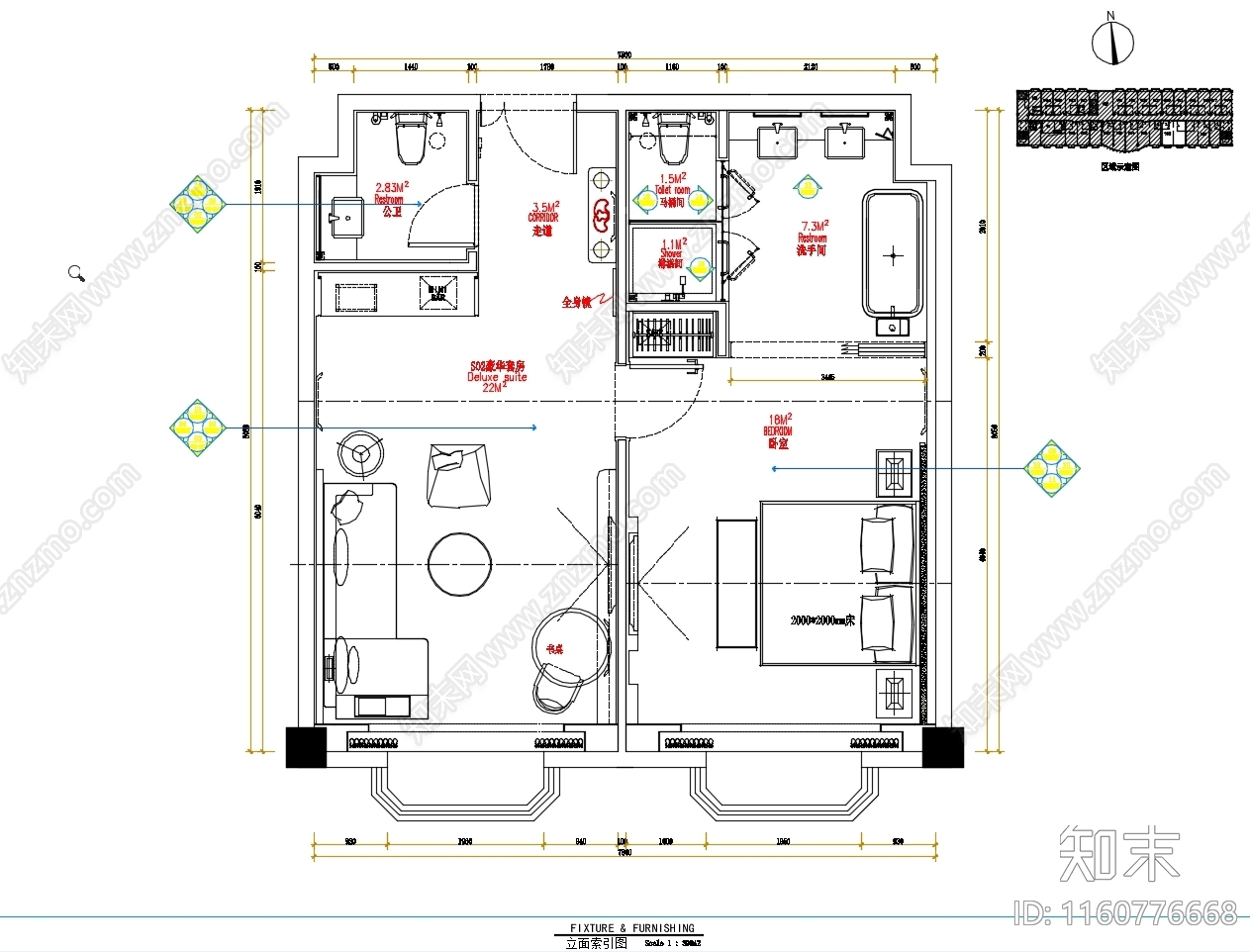 酒店豪华套cad施工图下载【ID:1160776668】