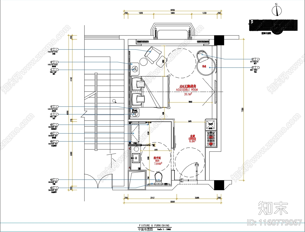 酒店ADA无障碍cad施工图下载【ID:1160779067】