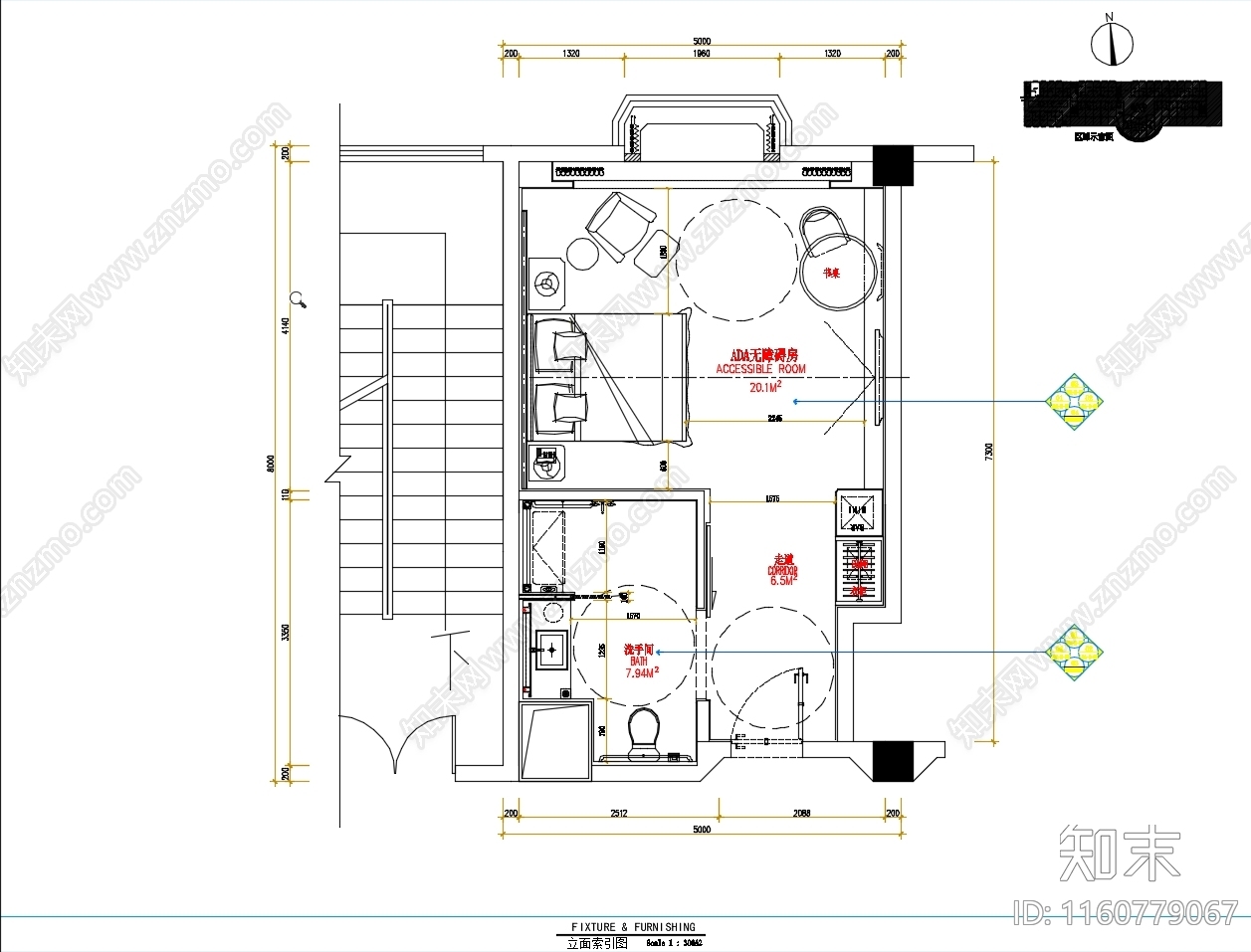 酒店ADA无障碍cad施工图下载【ID:1160779067】