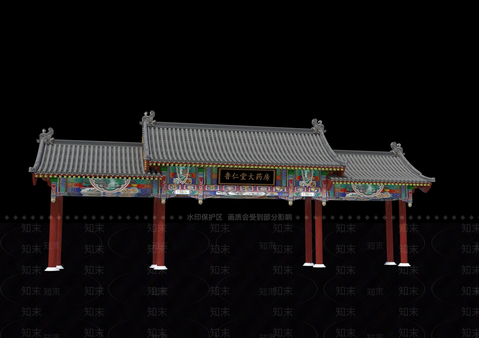 中式古建筑门头3D模型下载【ID:1160784417】