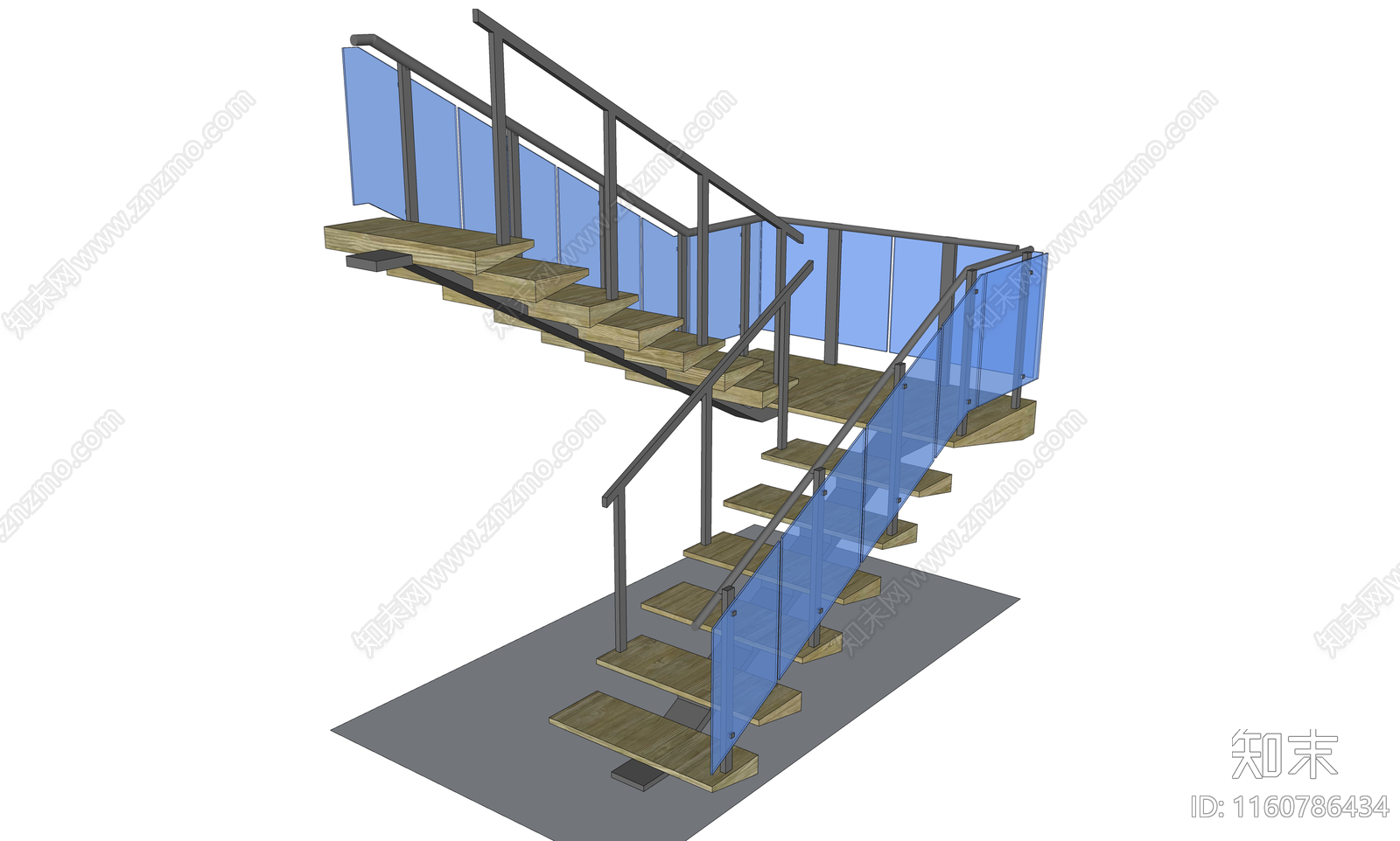 现代扶手楼梯SU模型下载【ID:1160786434】