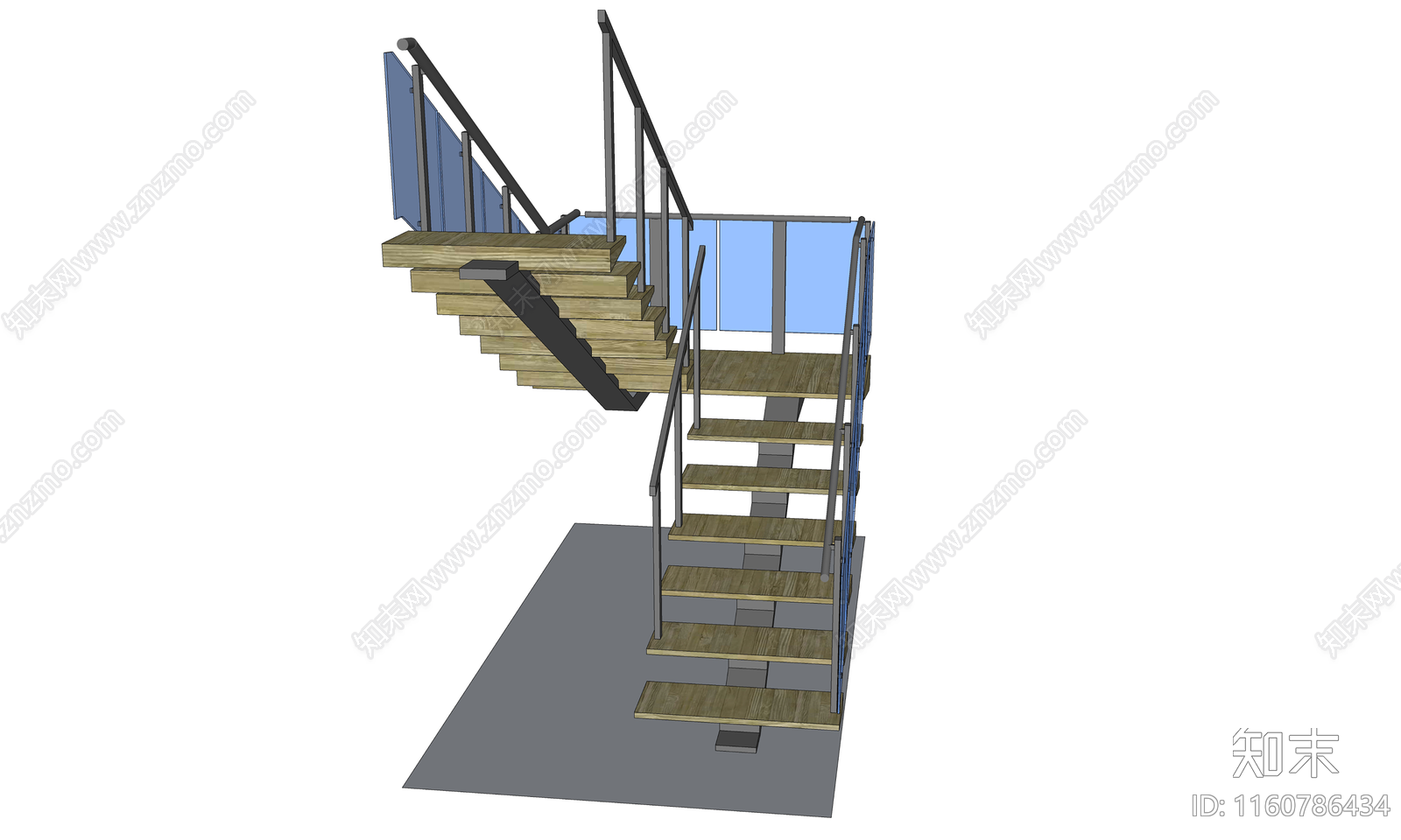 现代扶手楼梯SU模型下载【ID:1160786434】
