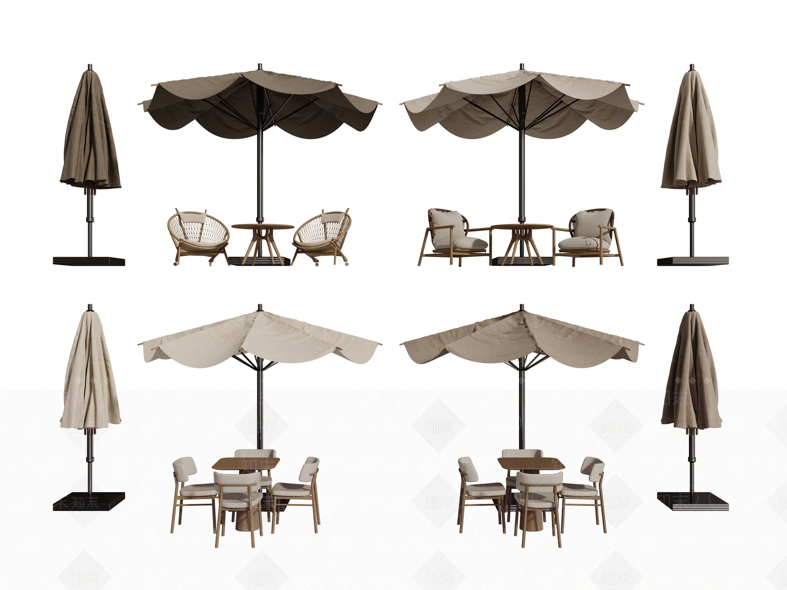 现代户外休闲桌椅组合3D模型下载【ID:1160865408】