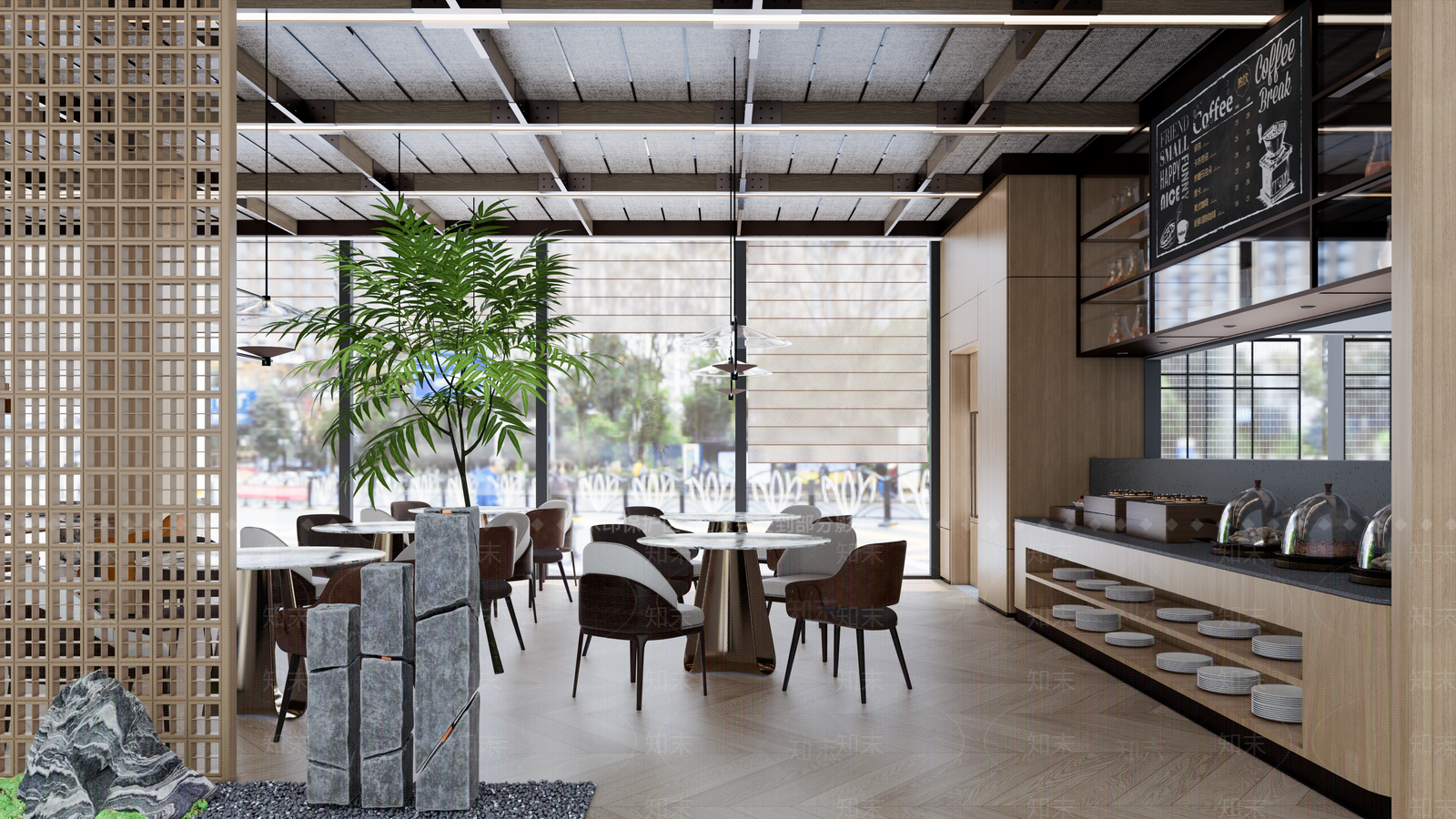 现代轻奢酒店餐厅SU模型下载【ID:1161584193】