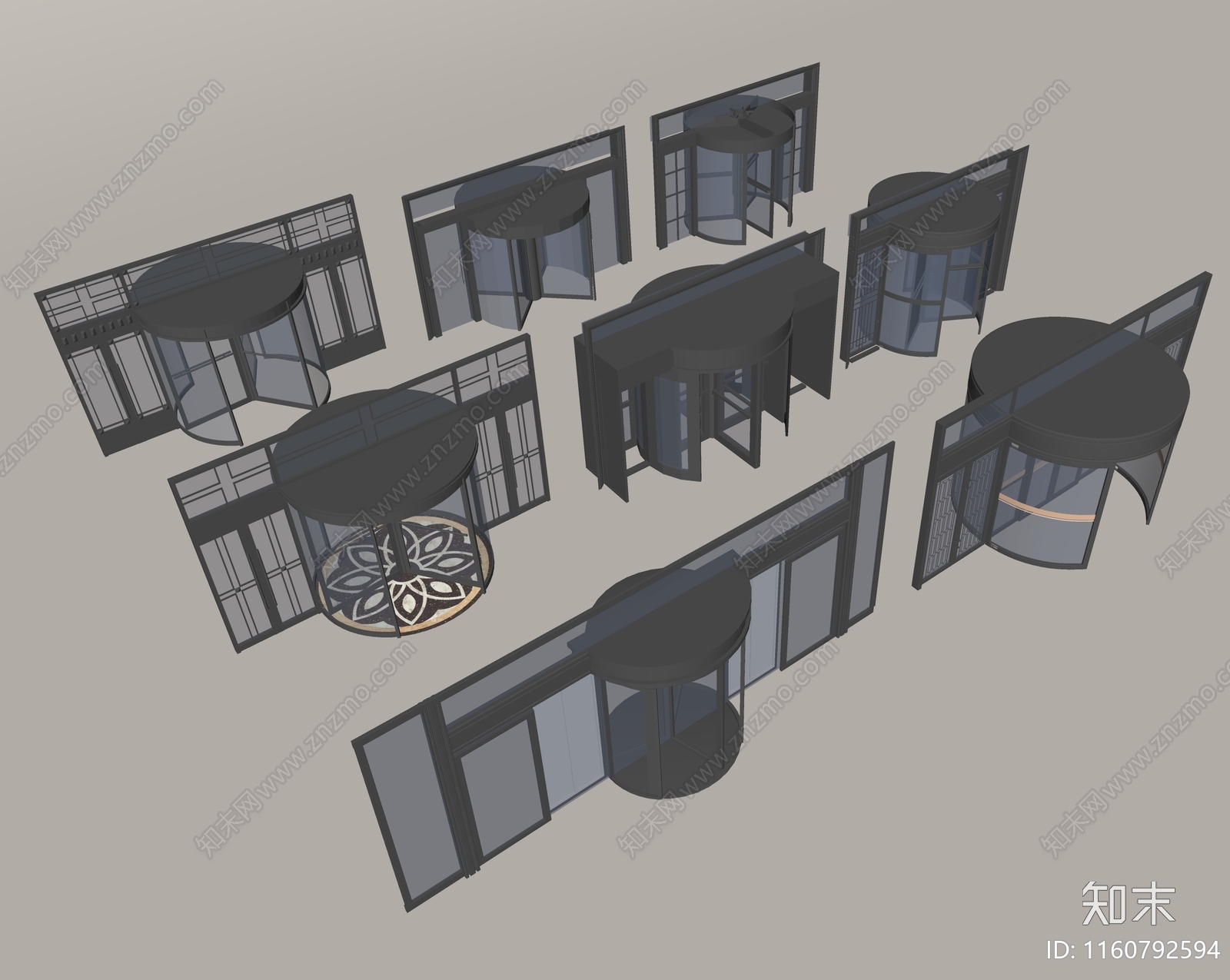 现代旋转门SU模型下载【ID:1160792594】