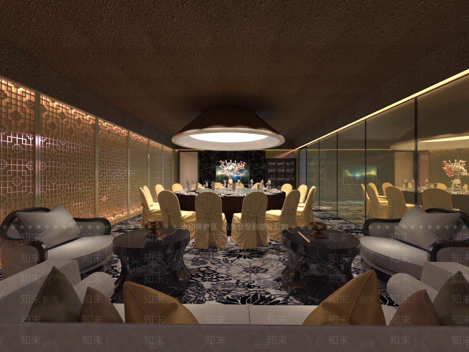 新中式餐厅包间3D模型下载【ID:1160793907】