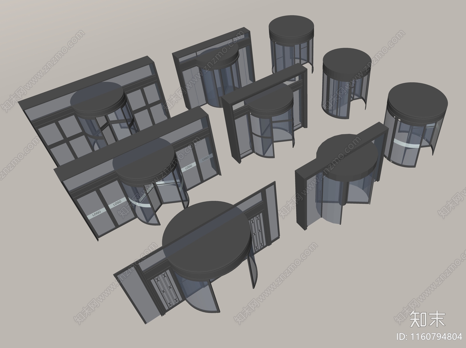 现代旋转门SU模型下载【ID:1160794804】