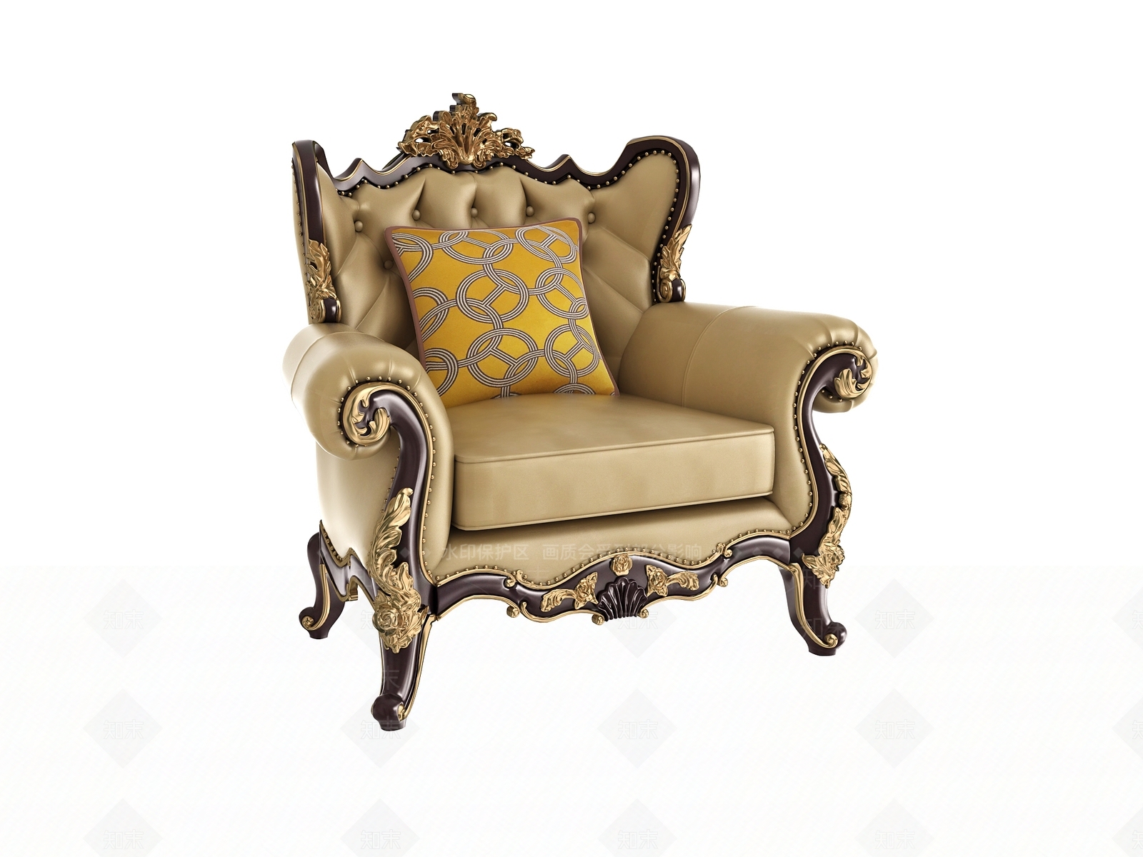 欧式古典单人沙发3D模型下载【ID:1160797585】