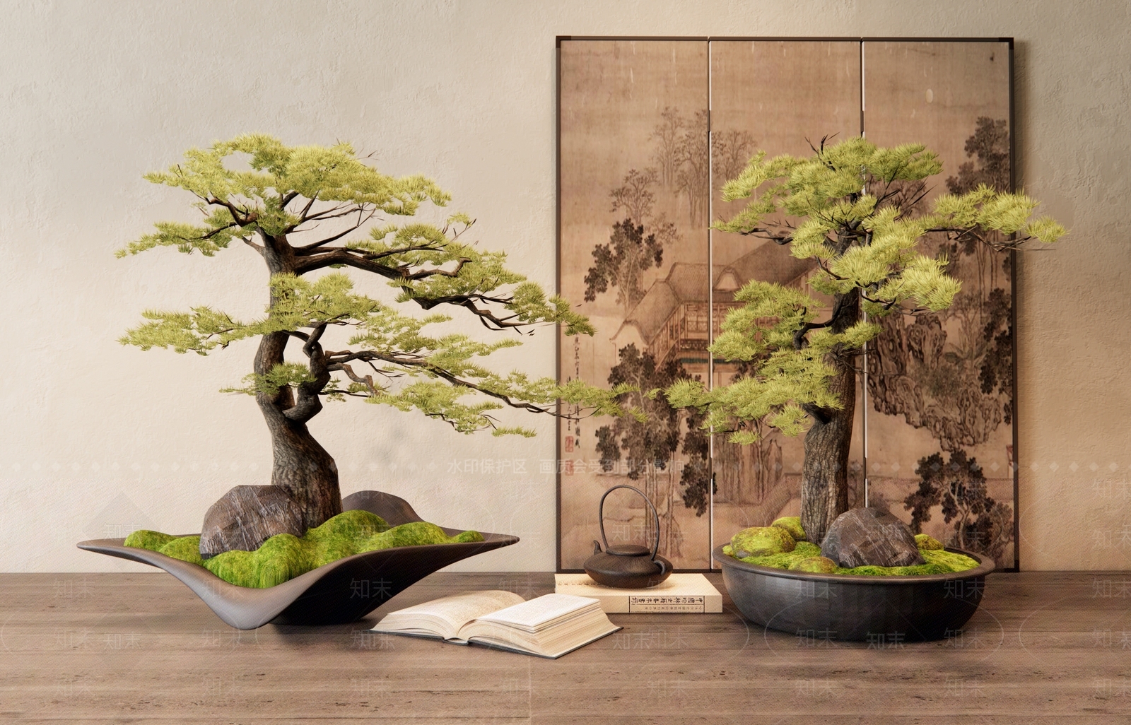 新中式松树盆栽3D模型下载【ID:1160799776】