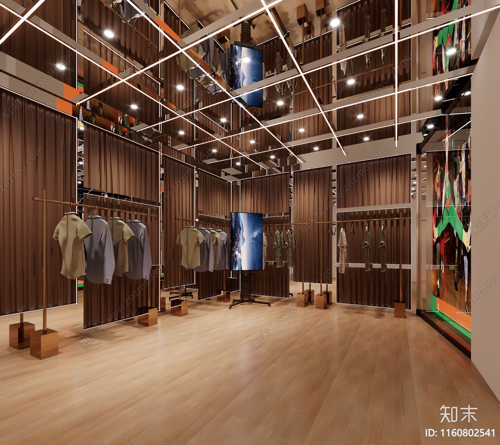 现代高端奢侈品服装店3D模型下载【ID:1160802541】