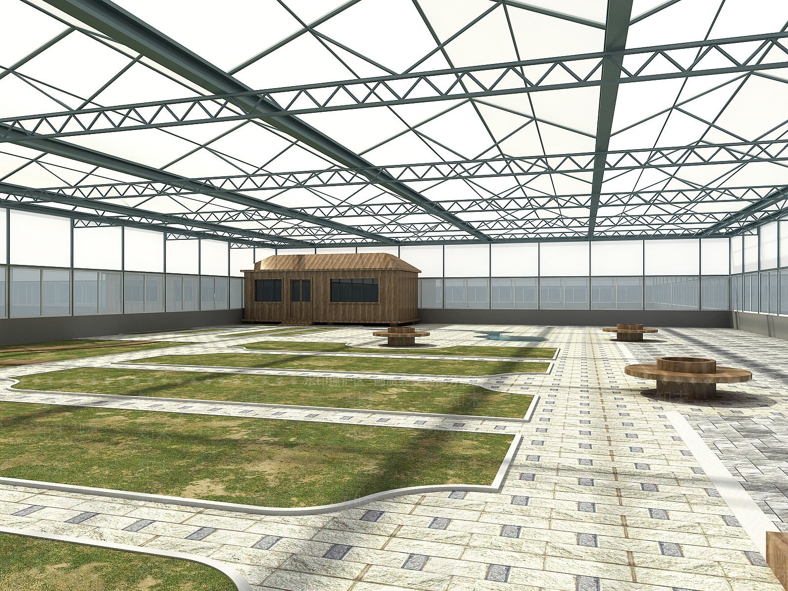 现代温室大棚3D模型下载【ID:1160803458】