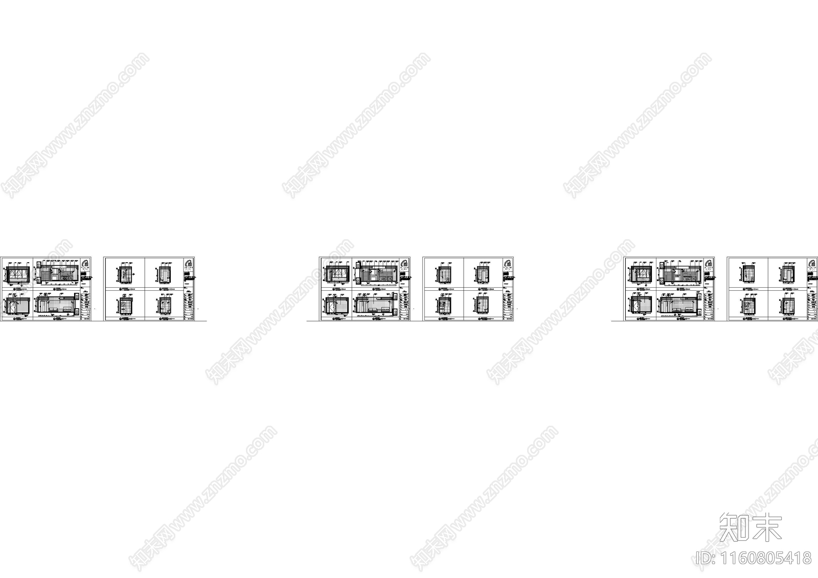 3套现代公寓cad施工图下载【ID:1160805418】