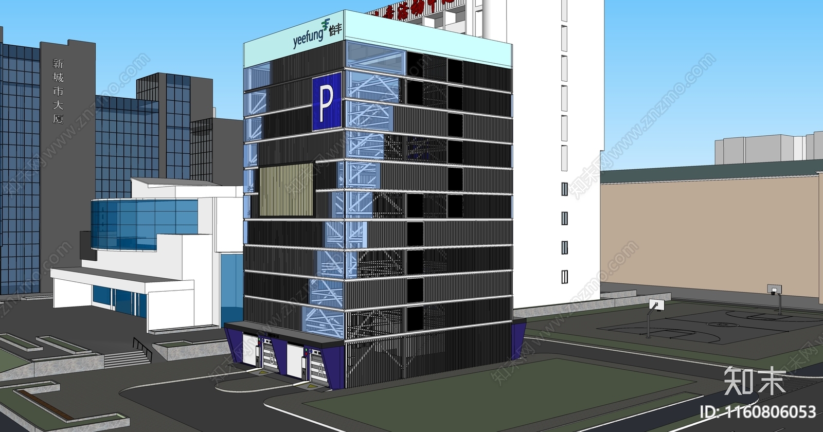 现代停车楼SU模型下载【ID:1160806053】